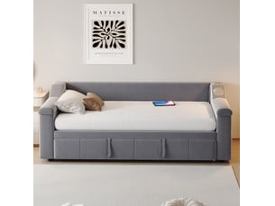 Lit extensible 90x190 cm <strong>VIVRYN</strong>  <strong></strong> coloris gris
