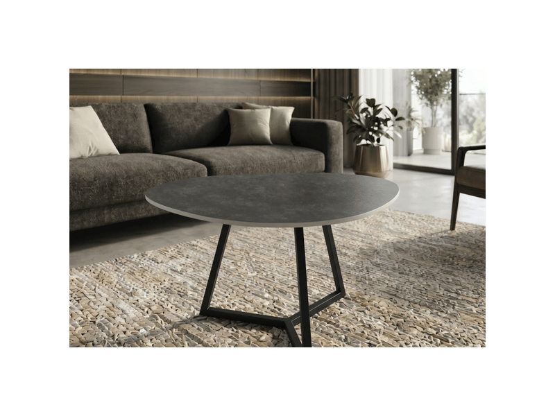 Table basse petrano 70 cm en céramique gris anthracite et métal noir – forme organique - Conforama B