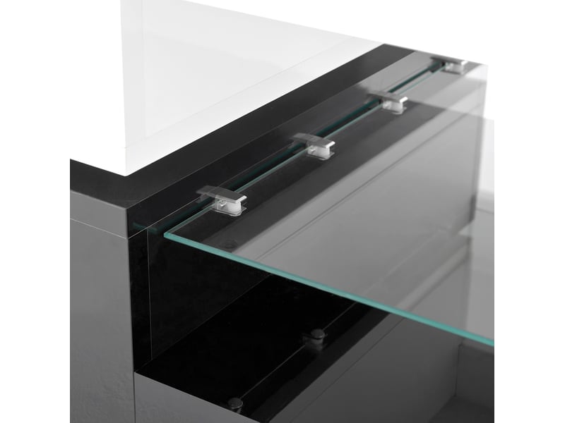 Table basse rectangulaire 90x45x35,5 cm avec led, étagère en verre, design contrasté noir et blanc, salon, aggloméré - Conforama E