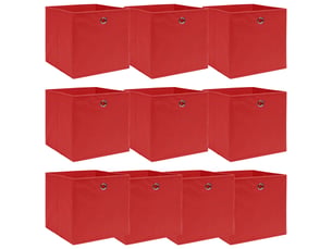 Boîtes de rangement 10 pcs rouge 32x32x32 cm tissu