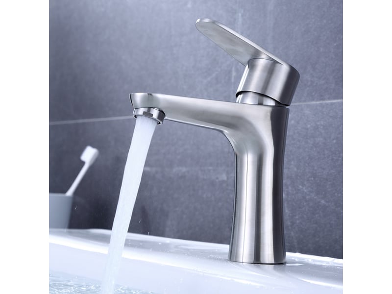  Robinet de lavabo, acier inoxydable 304, galvanoplastie polie, contrôle de l'eau chaude et froide, noyau de valve en céramique PB502378 - Conforama E