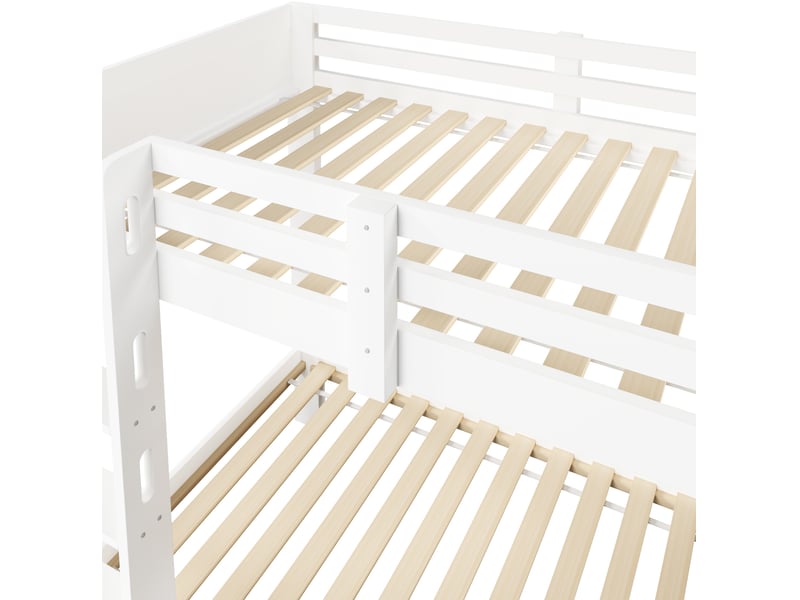  Lit superposé enfant 90x200 cm blanc pin et mdf, bureau, ports usbtype-c et led réglables  - Conforama E