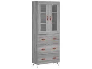 Buffet haut - bahut - meuble de rangement sonoma gris 69,5x34x180 cm bois d'ingénierie