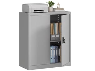 Classeur en acier, meuble multifonctionnel avec étagère réglable et serrure, idéal pour le bureau ou le salon, gris.
