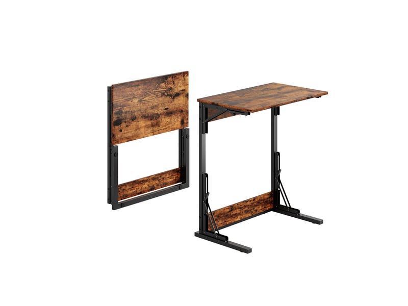  Tables d'appoint pliables - ensemble de 2 tables - dimensions 60x37x71 cm - marron rustique - cadre en métal 60x37x71cm - Conforama B