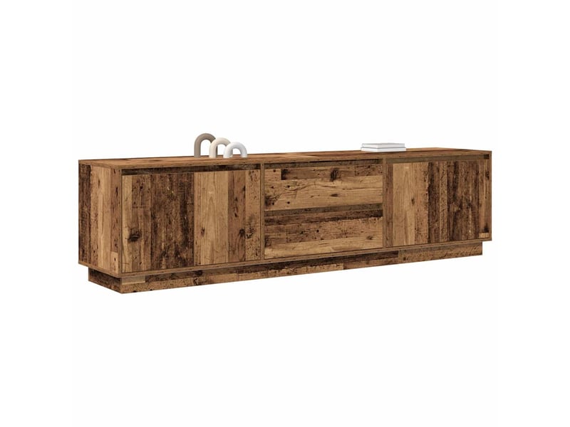  Meuble tv - banc tv - meuble de rangement avec éclairage led vieux bois 193,5x41x50 cm  - Conforama E