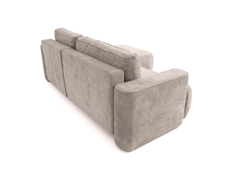  Canapé d'angle moon mini avec fonction couchage, tissu flow, côté droit, taupe (01)  - Conforama C