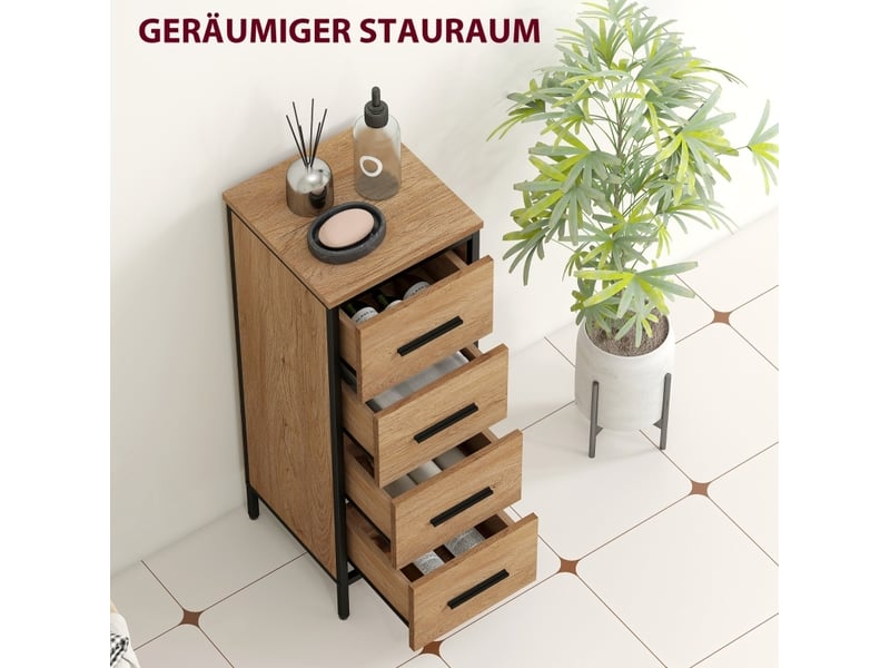  Meuble de salle de bains 4 tiroirs compact style industriel evryae  - Conforama D