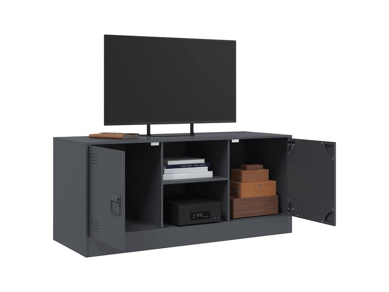  Meuble tv - banc tv - meuble de rangement anthracite 99x39x44 cm acier  - Conforama E
