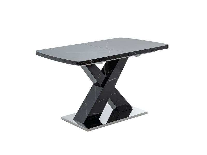  Table à manger extensible plateau effet marbre noir pied en x 120-160 cm W2552S00019 - Conforama B