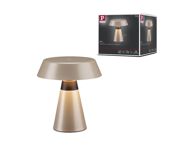  Luminaire rechargeable lirox ip44 gradable white switch champagne, noir  - Conforama A