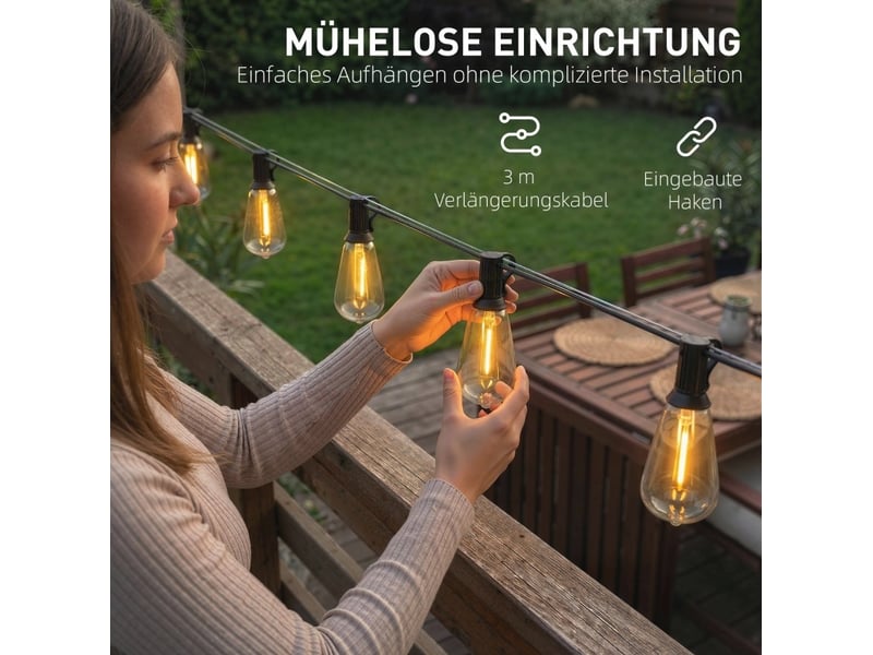  Guirlande lumineuse led connectable 18 m noire en plastique, 50 ampoules st38, intérieur et extérieur  - Conforama E