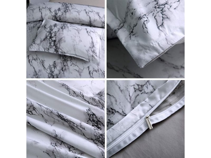  Housse de couette, 2 pièces ensemble de parure couettes imprimée marbre géométrique moderne (1 housse de couette + 1 taies d'oreiller)  - Conforama D
