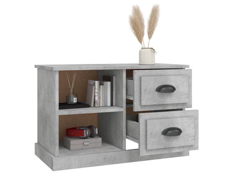  Meuble tv - banc tv - meuble de rangement gris béton 73x35,5x47,5 cm bois d'ingénierie  - Conforama E