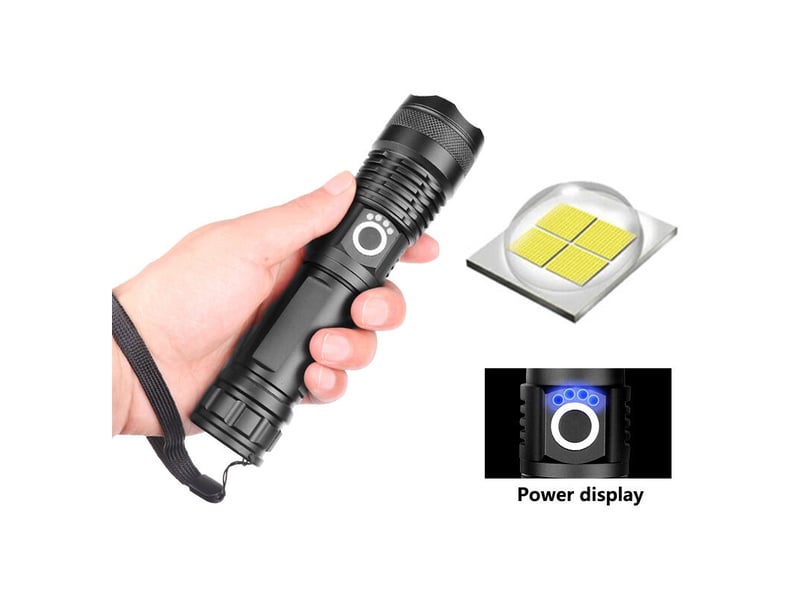  Charge usb xhp70 lampe de poche anti-éblouissement d'urgence p50 lampe de poche zoom anti-éblouissement p70 lampe de poche  - Conforama E
