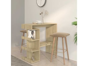 Table de bar | table de cuisine étagère de rangement chêne sonoma bois ingénierie