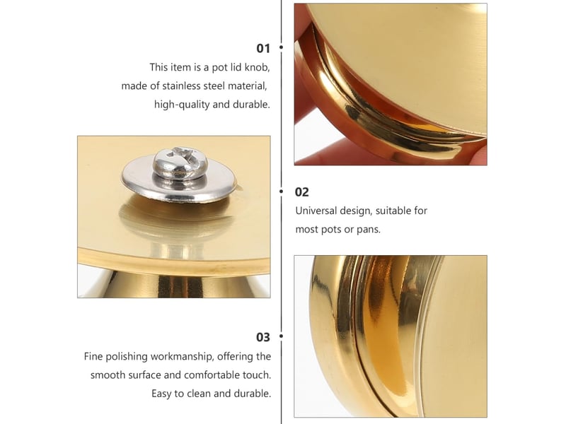Boutons de couvercle pour casseroles - 4 pièces poignées universelles résistantes à la chaleur couvercle en acier pour casseroles bouton doré none - Conforama C