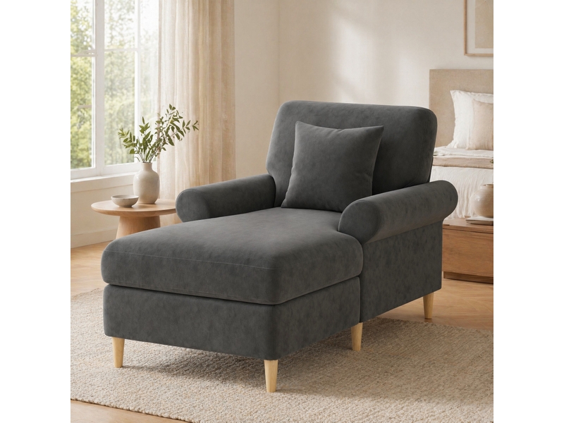  Fauteuil relax inclinable 1 place en velours gris avec coussin, pour lecture et détente à la maison au quotidien  - Conforama B
