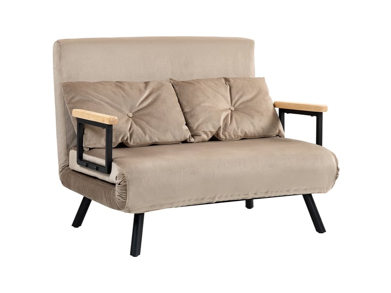  Fauteuil convertible avec dossier réglable  - lit d'appoint, acier, aspect velours - marron clair  - Conforama A