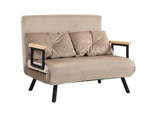 Fauteuil convertible avec dossier réglable  - lit d'appoint, acier, aspect velours - marron clair