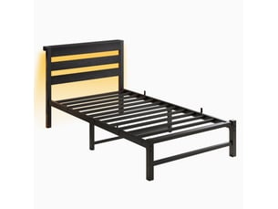 Lit simple 90x200 cm <strong>OKWISH</strong>  <strong></strong> coloris noir