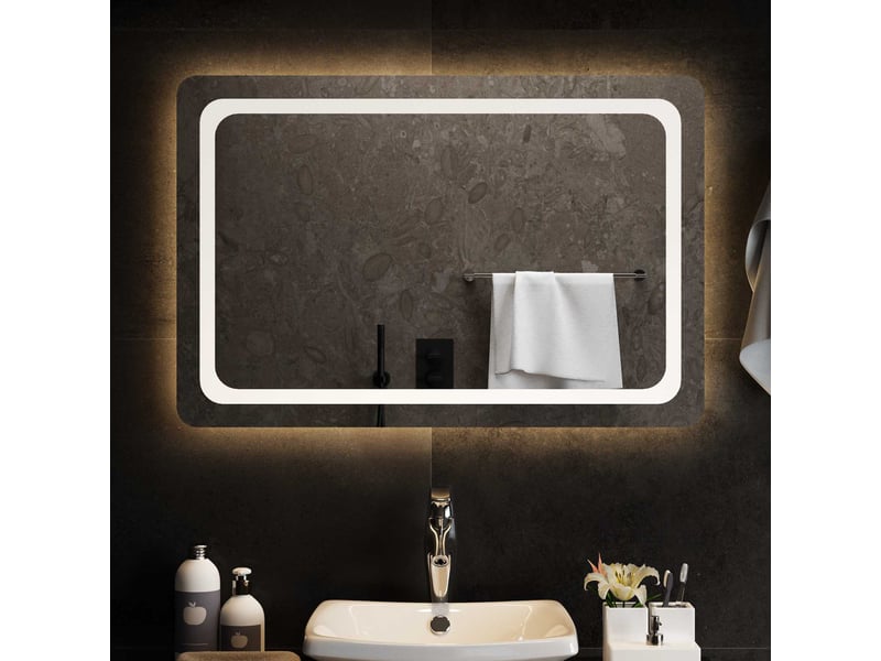  Miroir de salle de bain, miroir de toilette led transparent 90 x 60 cm verre trempé cf62633  - Conforama C