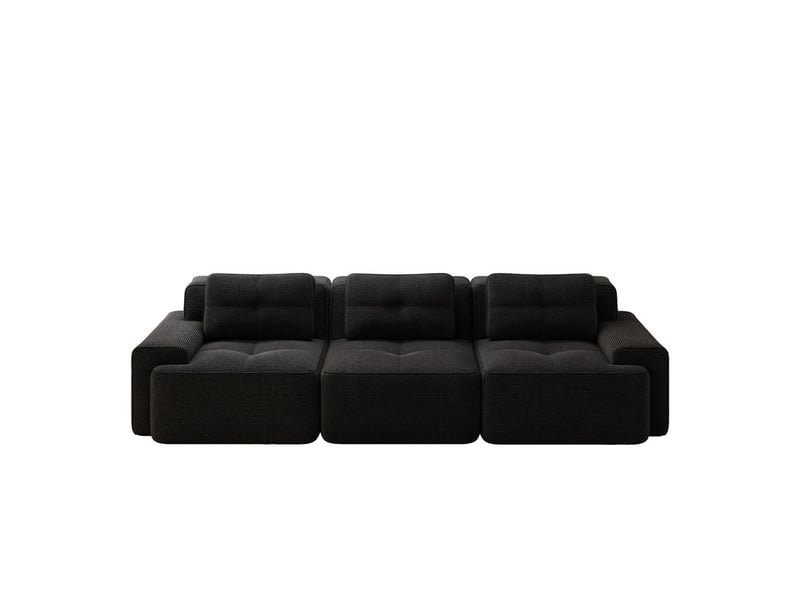  Canapé modulable cloud 3 places noir, angle, sans structure, velours côtelé, assise profonde, sans montage – 293x104x69cm  - Conforama A