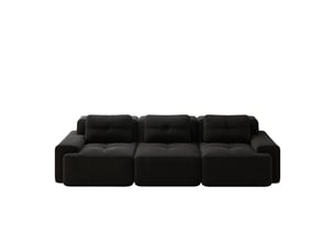 Canapé modulable cloud 3 places noir, angle, sans structure, velours côtelé, assise profonde, sans montage – 293x104x69cm