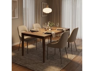 Lot de 4 chaises rembourrées en tissu facile à nettoyer shell - beige