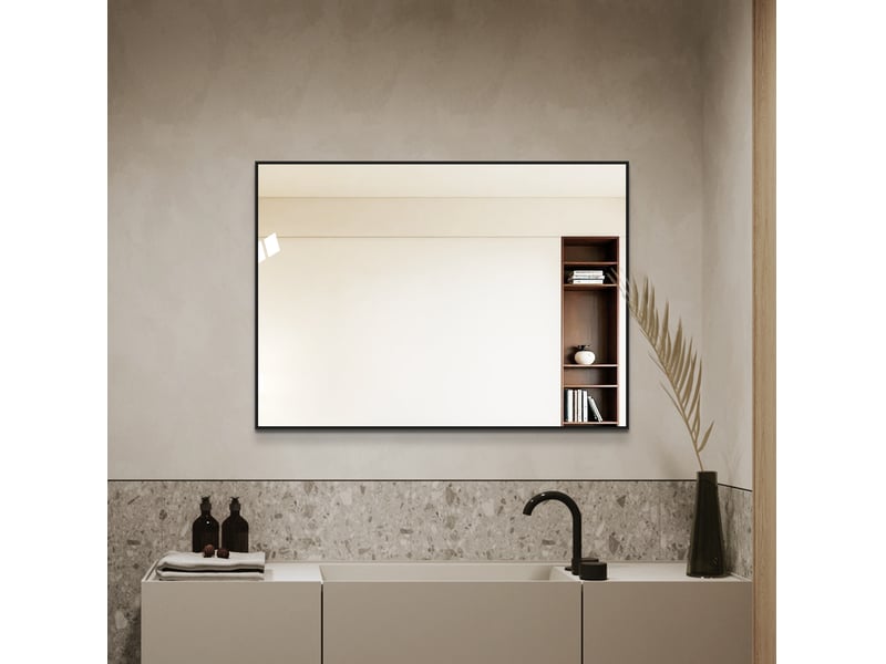  Miroir de salle de bain 50x70 cm mural montage horizontal ou vertical aluminium noir  - Conforama B