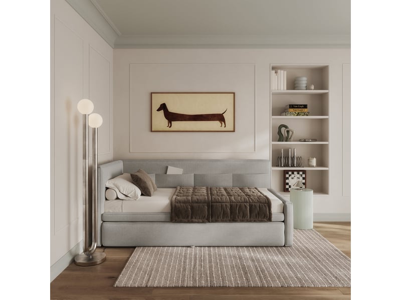 Selsey nesmi - lit rembourré - 90x200 cm - gris clair Nesmi - Conforama C