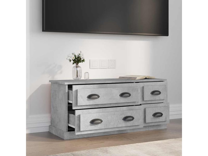  Meuble tv - banc tv - meuble de rangement gris béton 100x35,5x45 cm bois d'ingénierie  - Conforama C