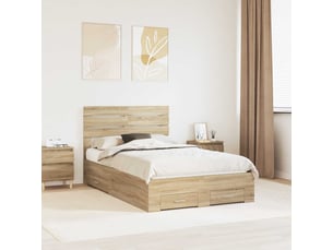 Lit adulte, lit semi-double, cadre de lit chêne sonoma 135x190cm bois d'ingénierie cf6177