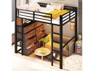 Lit mezzanine 140x200 cm <strong>OKWISH</strong>  <strong></strong> coloris noir