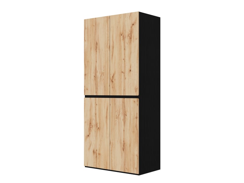 Armoire de chambre - armoire avec tiroir à bijoux, 90 x 50 x 200 cm, 4 portes, 1 tringle et 2 tiroirs, bois - Conforama W