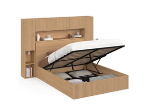 Lit coffre 140x190 cm <strong>ID MARKET</strong>  <strong></strong> coloris bois clair