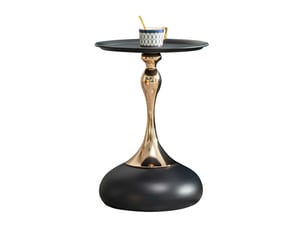 Table d'appoint ronde 38x38x54 cm en acier carbone noir et doré