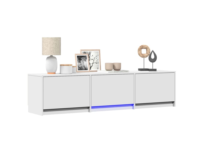  Meuble tv - banc tv - meuble de rangement avec led 165 x 34 x 40 cm blanc bois d’ingénierie  - Conforama C