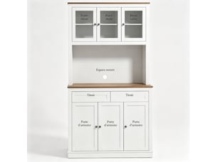 Armoire de cuisine avec étagères ouvertes, blanc et chêne, 100 x 40 x 180 cm