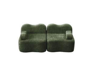 Canapé 2 places - 192x98x70 cm - canapé droit modulable velours, mousse 32d, sans structure rigide et coussins amovibles - vert