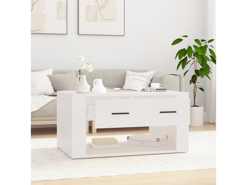  Table basse | table d'appoint salon blanc 80x50x40 cm bois d'ingénierie shl7557  - Conforama C
