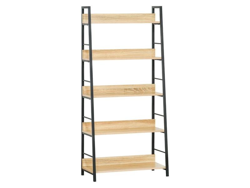  Bibliothèque à 5 niveaux, bibliothèque de salon, structure en métal, 70 x 35 x 149,5 cm, naturelle  - Conforama A