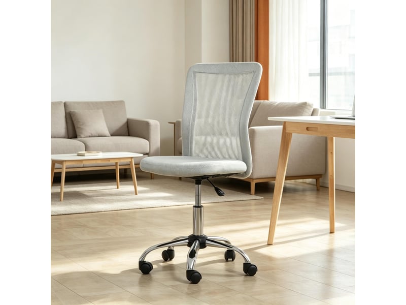  Chaise de bureau pivotante 360° réglable - lpospi - sans accoudoirs, maille - gris, 43 × 58 × 90-100 cm  - Conforama C