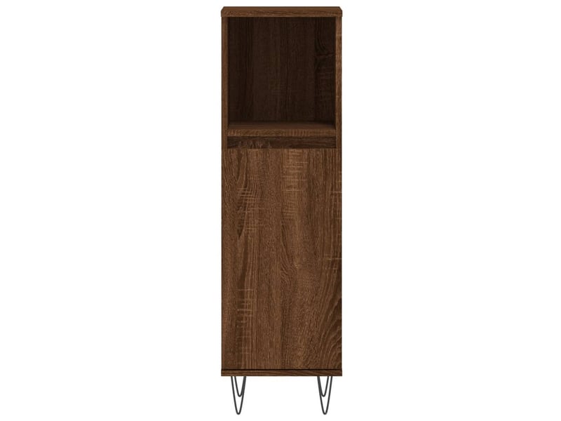  Amoire de salle de bain, meuble de rangement chêne marron 30x30x100 cm bois d'ingénierie  - Conforama E