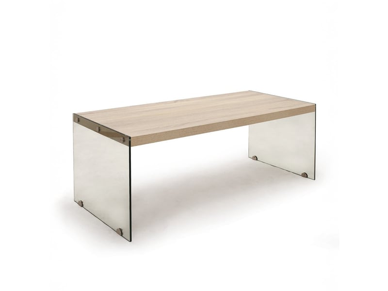 Table basse rectangulaire en verre et chêne naturel maggy  - Conforama A