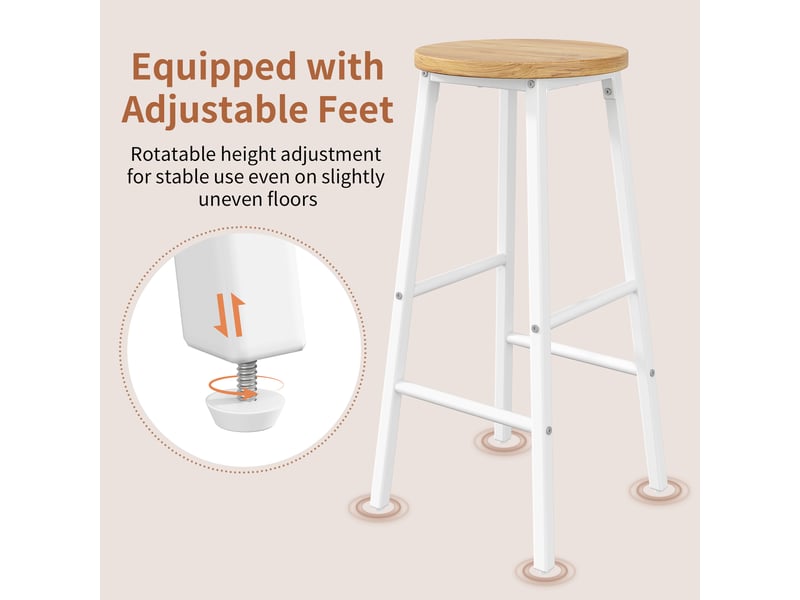  Lot de 2 tabourets de bar assise ronde aspect bois 63 cm N620P469070W - Conforama E