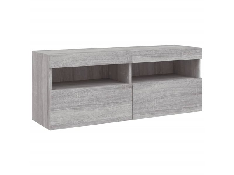  Meuble tv - banc tv - meuble de rangement mural avec lumières led sonoma gris 100x30x40 cm  - Conforama C