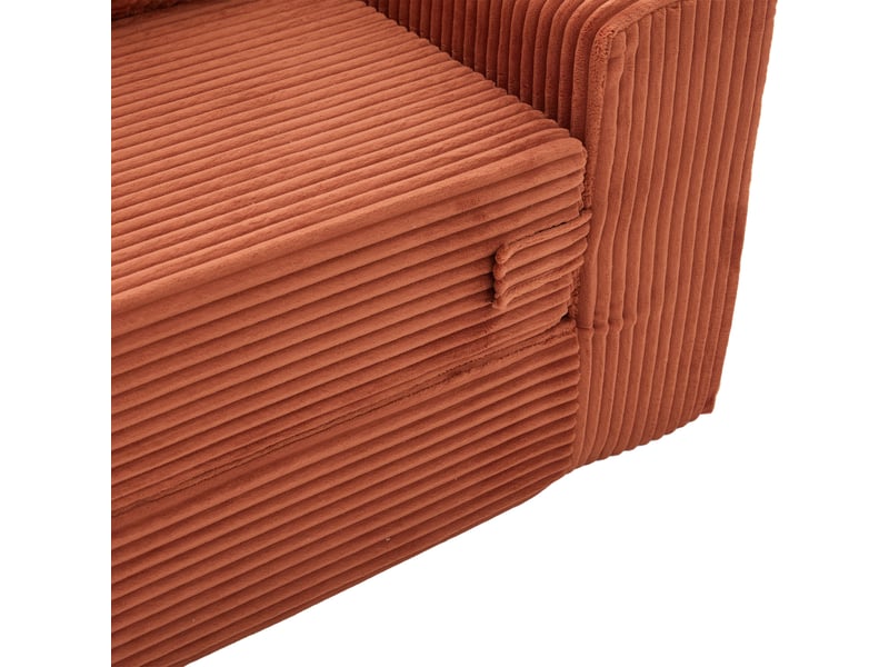 Canapé droit moderne orange en velours côtelé avec coussins et rangement latéral intégré pour salon contemporain  - Conforama W
