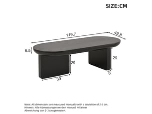 Table basse ovale coloris noir MEUBLIV - 49.8 cmx119.7 cm