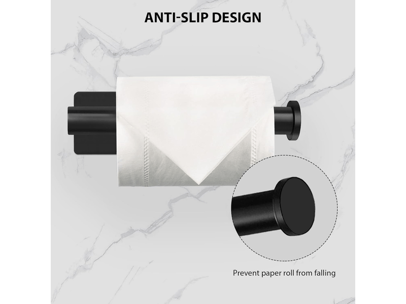  Porte-papier toilette en acier inoxydable, sans perçage, adapté à la salle de bain et à la cuisine, carré noir  - Conforama D